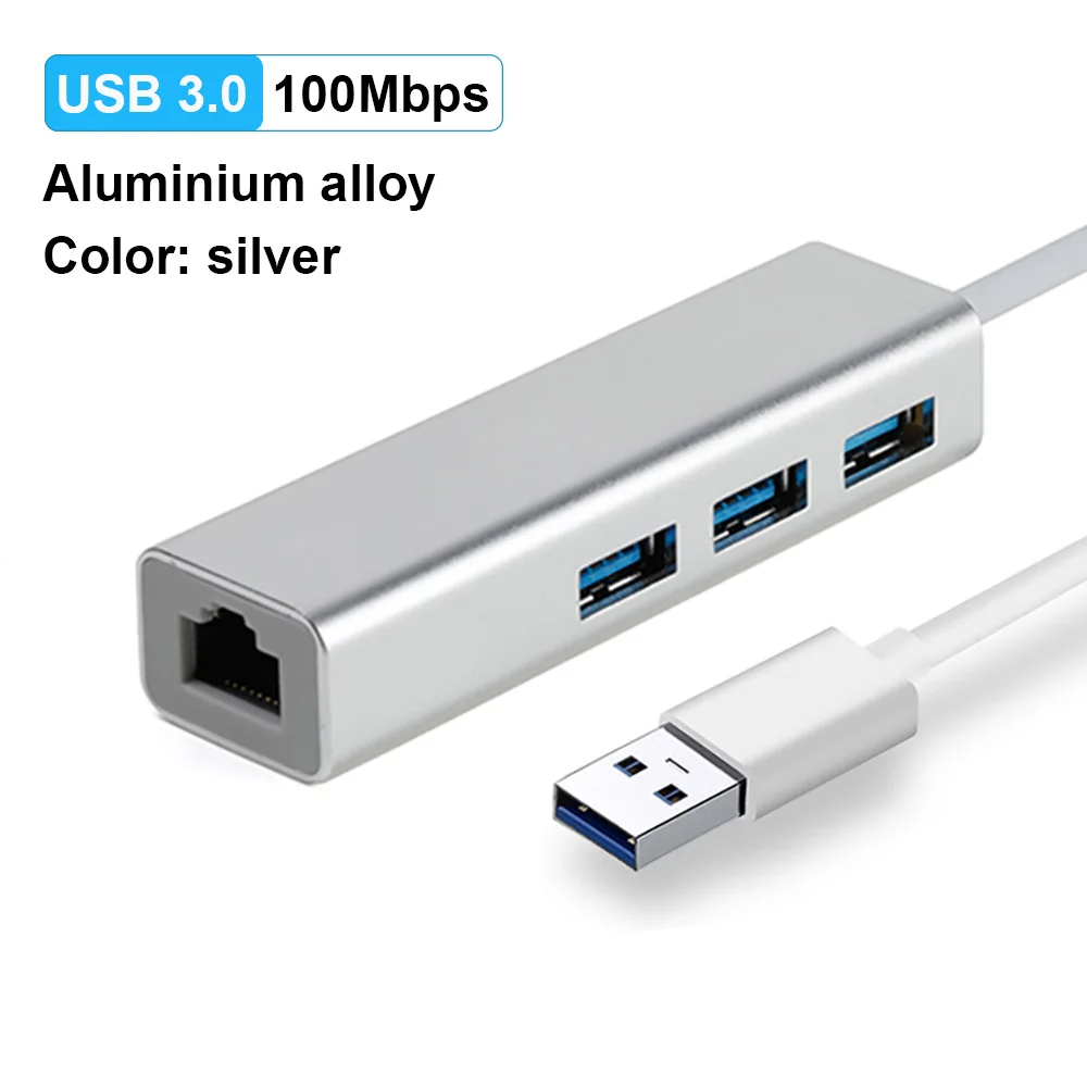 OFCCOM USB Ethernet USB 3,0 2,0 к RJ45 концентратор 10/100/1000 м Ethernet адаптер Сетевая карта USB Lan для Macbook Windows - Цвет: USB3.0 100M Silver