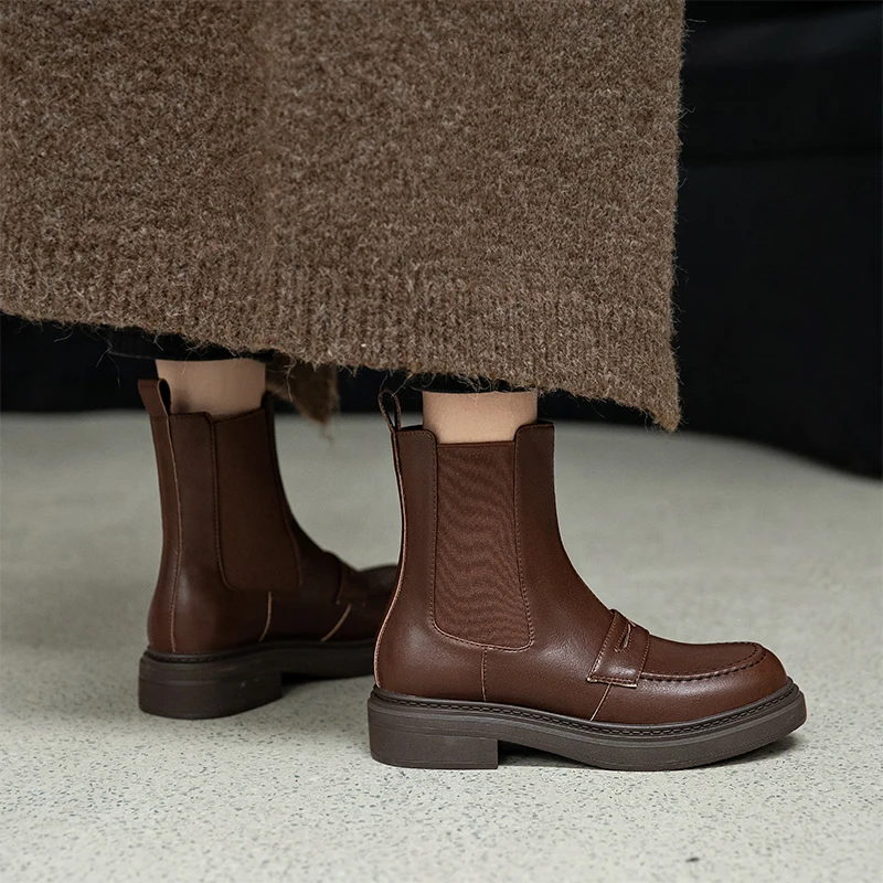 Скидка Женские ботильоны из натуральной кожи, 22-25 см