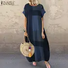 Женское длинное платье с коротким рукавом, винтажный вечерние сарафан в клетку, с круглым вырезом, богемное пляжное платье, 2021