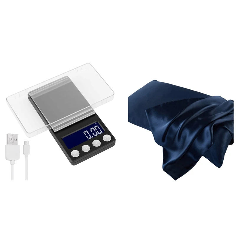 

Наволочка из шелка тутового шелкопряда с невидимой молнией и зарядкой от USB, 1 шт., карманные весы 500 г/0,01 г, мини-весы