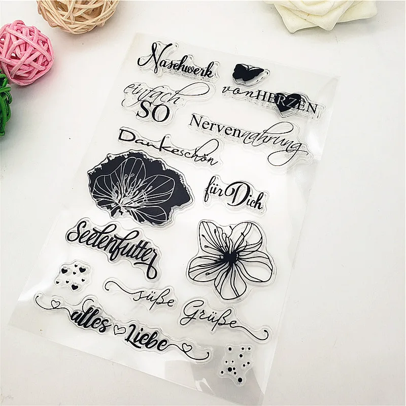 

11x16cm Flower Words Clear Stamps Transparent Seal Silicone Seal TPR Christmas Wedding Roller Stamps DIY Scrapbook Album Card