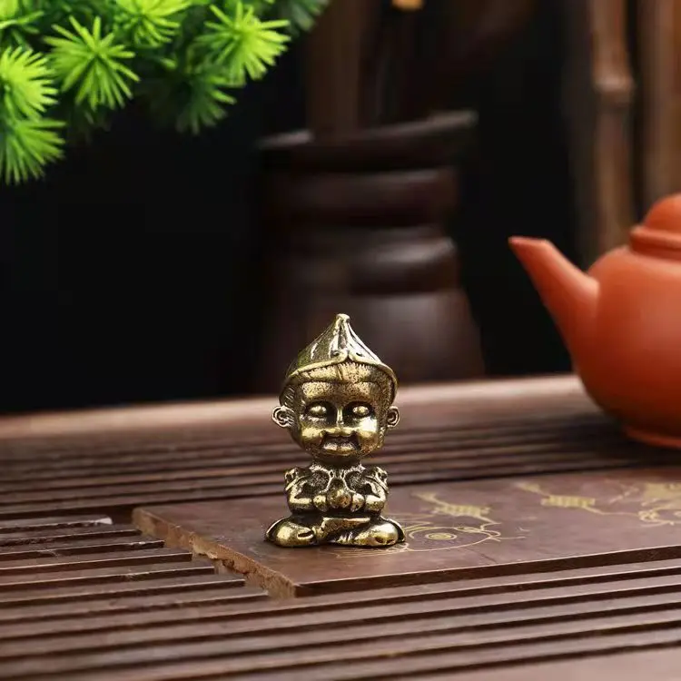 Чистая медь АвтоДекорация Обезьяньего Короля Китянь Да Шэнь До Победы над Буддой Креативный чайный питомец Ручка Декор для офисного стола.