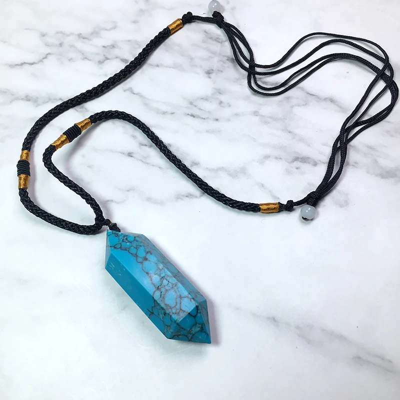 Runyangshi 1 шт. привлекательный бирюзовый камень кристалл двойная заостренная