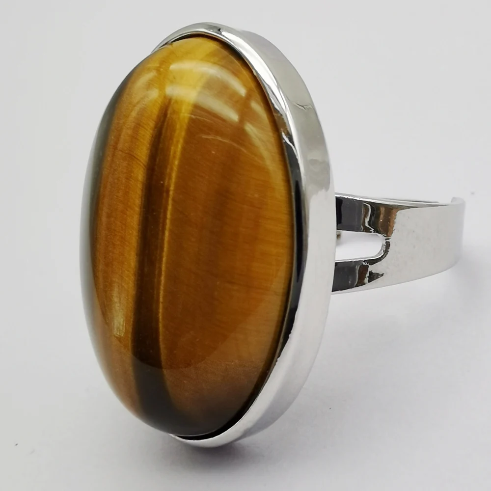 Tigereye Лабрадорит унакит эпидот Howlite Родонит Howlite камень Сердолик Овальный драгоценный камень палец кольцо Размер 8 ювелирные изделия для женщин подарок 1 шт - Цвет основного камня: Tigereye