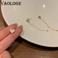 yaologe gold color tassel drop earrings for women vintage heart alloy earrings 2021 trend new gift fashion party jewelry brincos