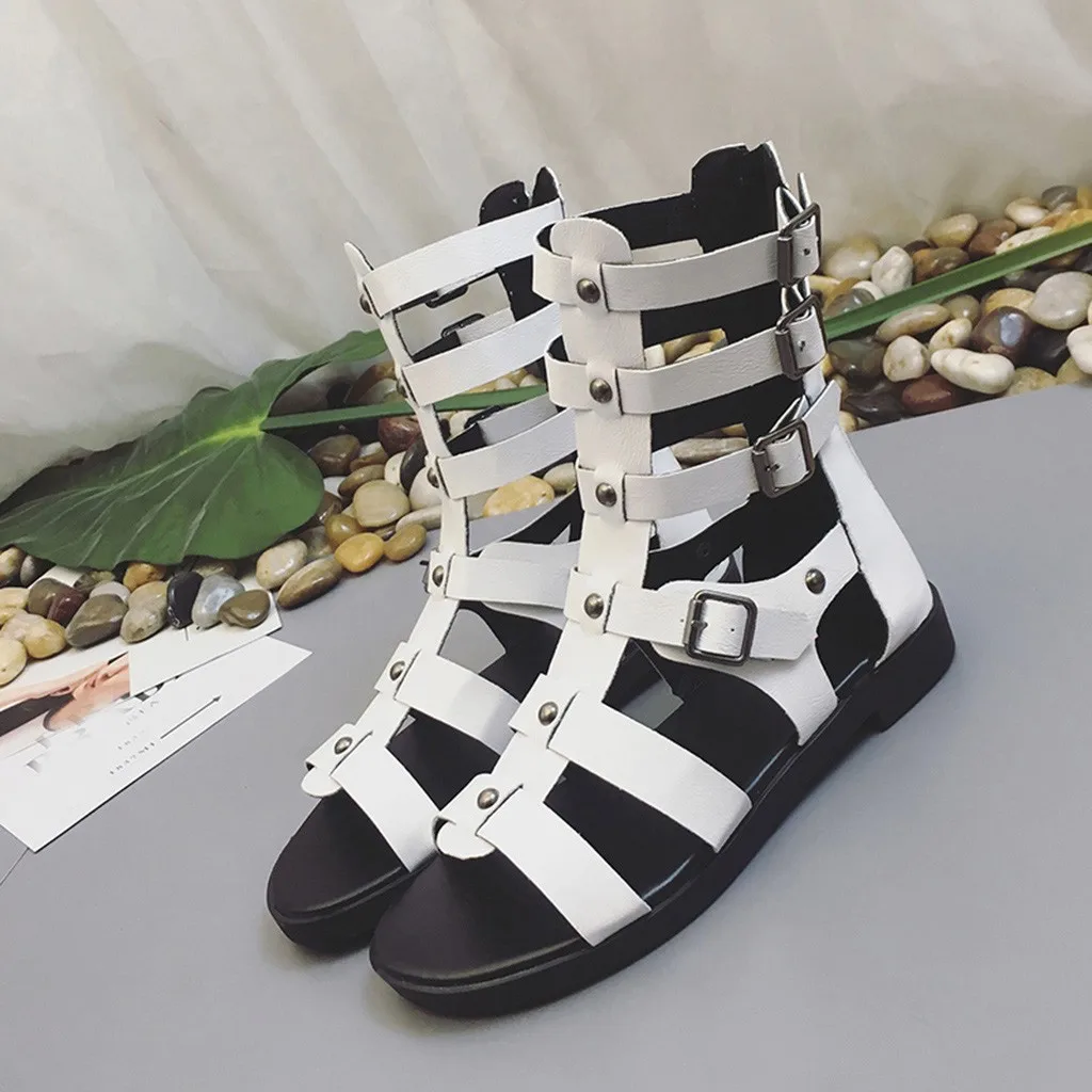 Женская обувь юбка с металлической молнией Босоножки открытым носком в римском