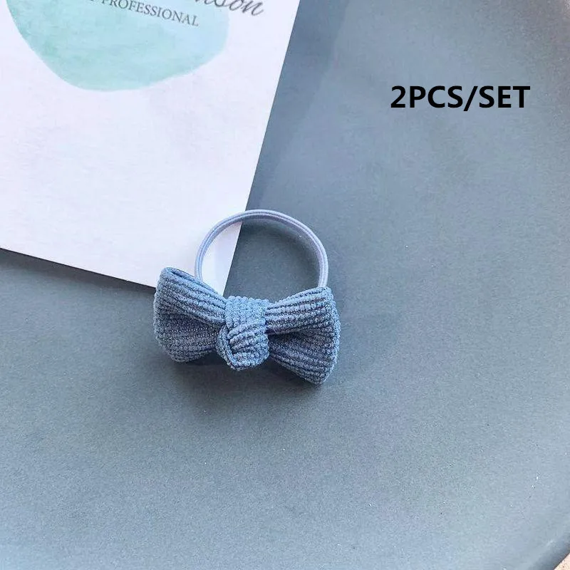 BLUE-2PCS 2/14 шт. детские вельветовые 4,5 см заколки для волос резинки Заколки для волос для девочек, детей дошкольного возраста, женские аксессуары для волос - Цвет: BLUE-2PCS