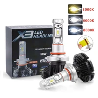 auto kit led h7 6500k 8000lm h1 h8 h3 h8 h9 h11 9005 hb4 h13 car led bulbs x3 led headlight 6000lm 50w h4 bulb bright lamp light