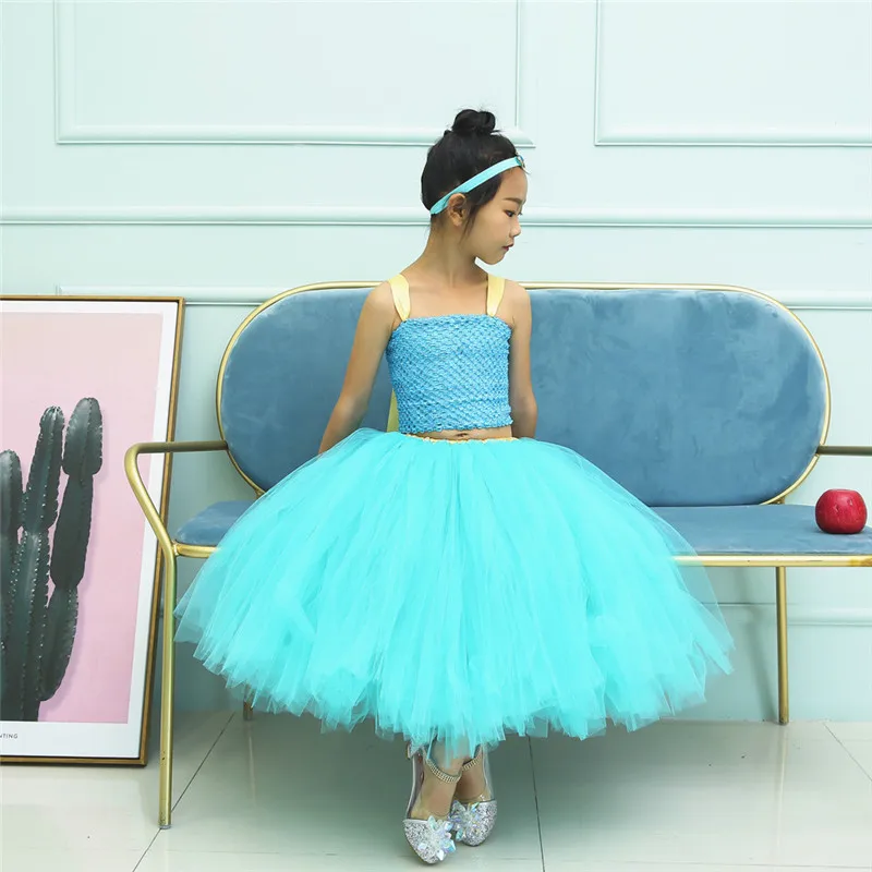 Платье-пачка для девочек платья с разрезом комплект одежды принцессы из двух