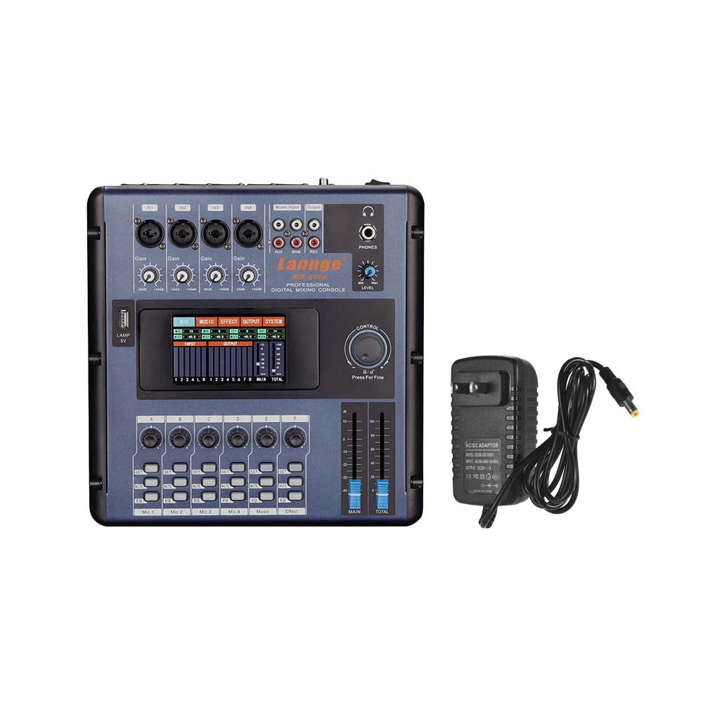 Lannge MD-2006 Портативный 6-ти канальный цифровой микшерный пульт консольный микшер ЖК-дисплей сенсорный экран Встроенный эффекты с USB Интерфейс миксер аудио