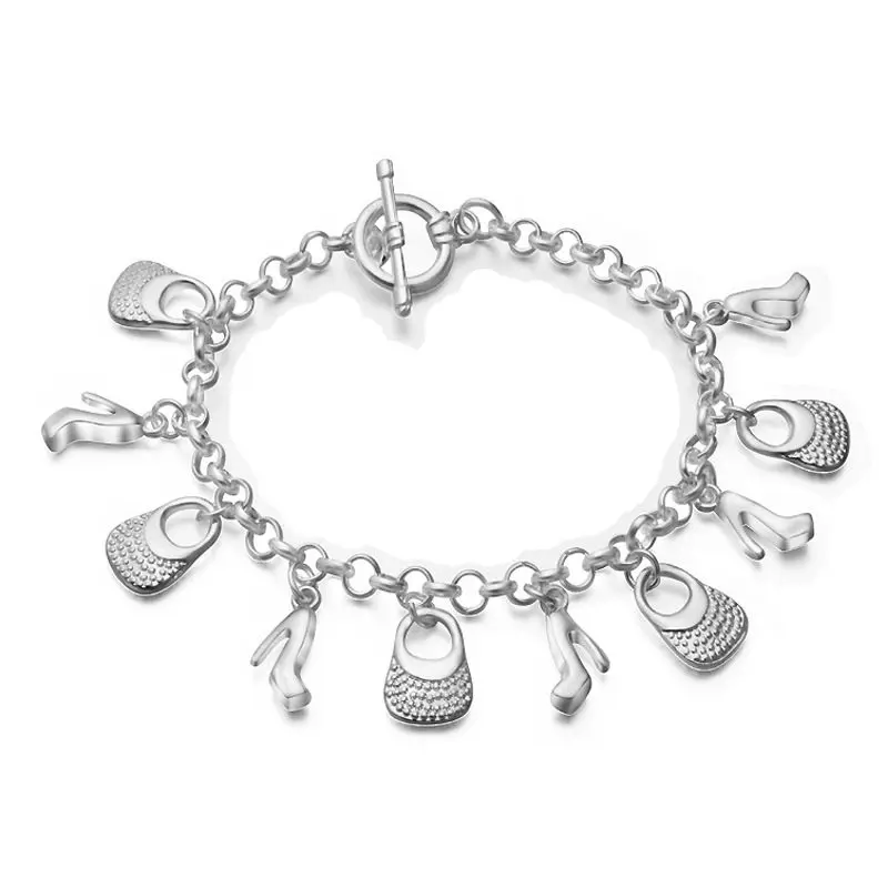 Винтажные туфли на высоком каблуке сумочка подвеска женский браслет серебряный