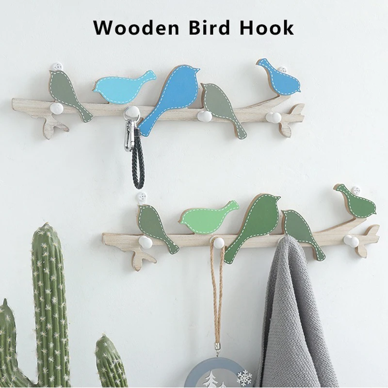 

Creative Wooden Bird Coat Hook Fitting Room Wall Decoration Hook Door Behind Key Frame Home Porch Wall Bag Coat Hat Storage Hook
