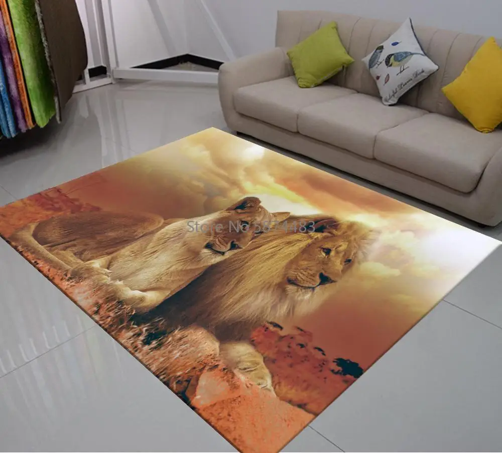 Большие ковровые покрытия с 3D принтом зернистость льва тигра мягкие полиэфирные