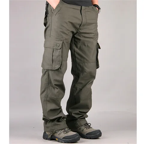 Брюки-карго мужские с несколькими карманами, повседневные уличные длинные штаны для походов и охоты, комбинезон, большие размеры 29-44