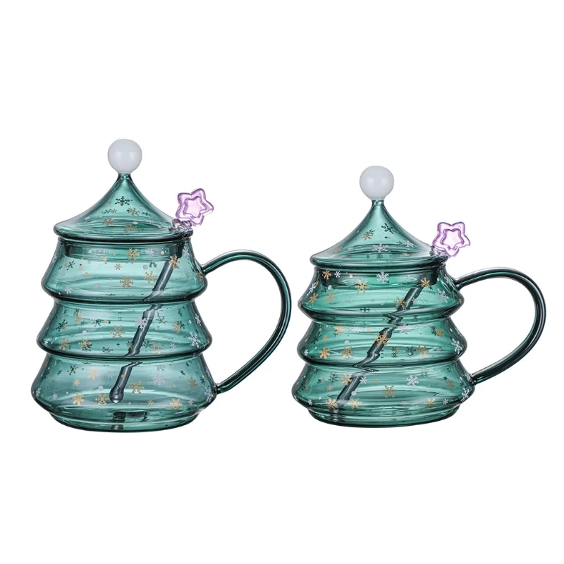 

400/500 мл креативная Рождественская елка, чашка для чая, кофе, кружка с крышкой, звезда, стеклянная ложка