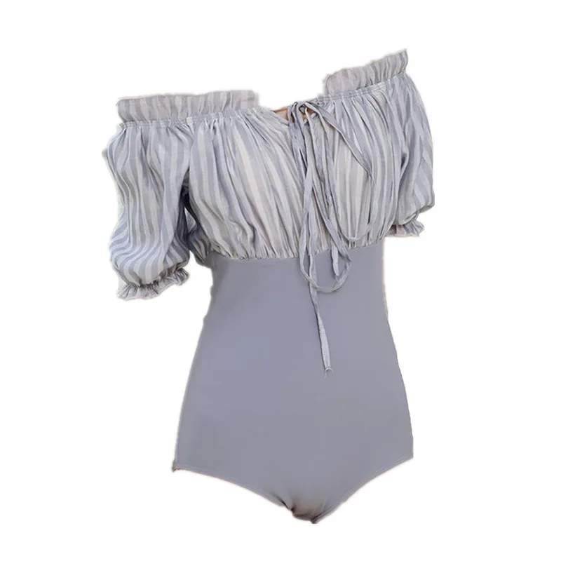 

Push Up Swimsuit One Piece Swimsuits Rashguard Female Trikinis Woman Solid Swimwear Women Summer Stripe Ins High Waist That Wipe