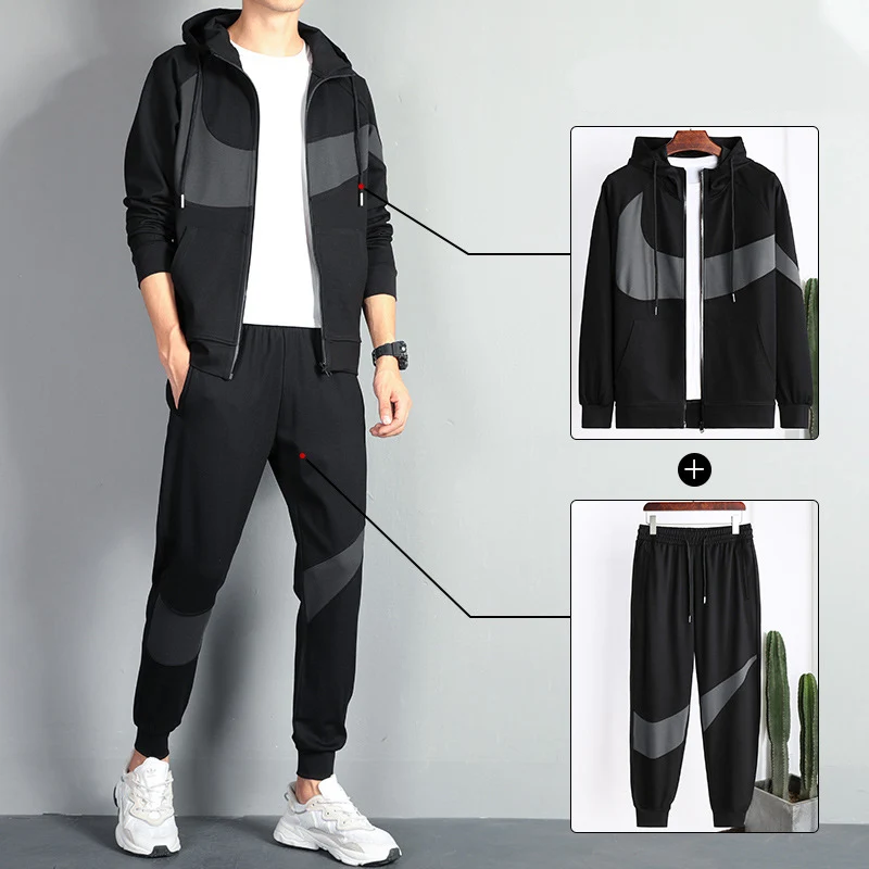 

Casual Running Suit Men Sports Tracksuits Adult Spring Autumn Workout clothes Fitness GYM Running Set Jogging Sportswear 3291017