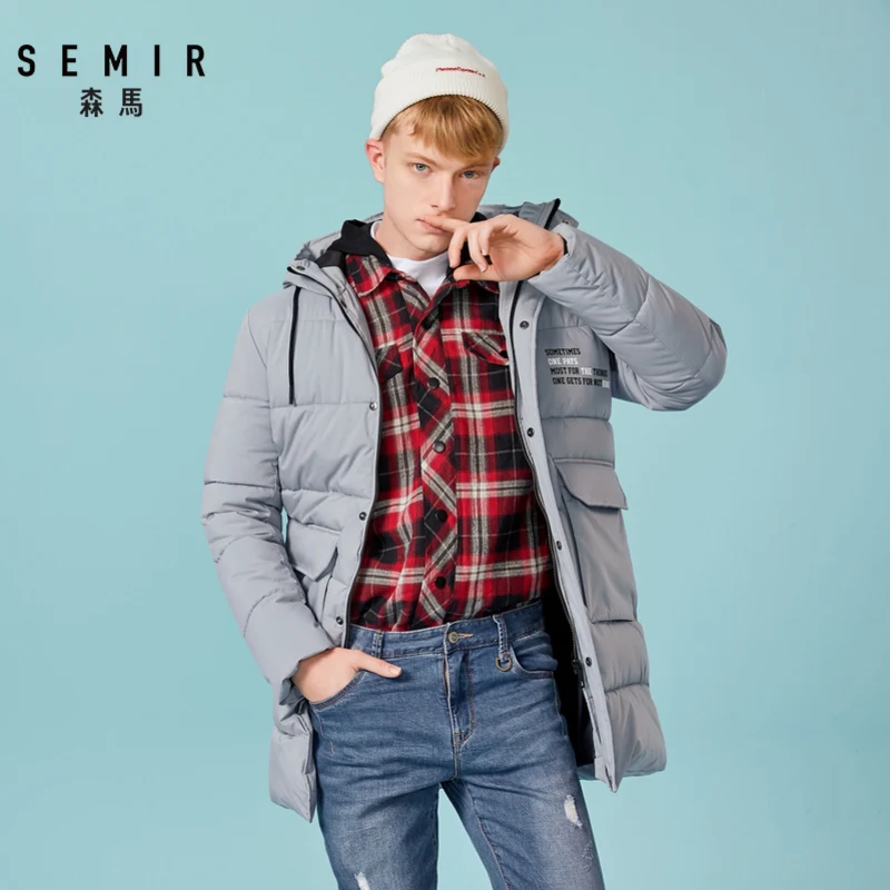 Куртка Semir мужская с капюшоном длинная ветрозащитная теплая хлопковая куртка