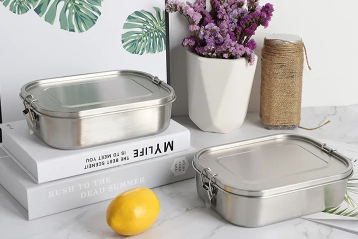 Bento Box, Realman из нержавеющей стали Герметичный Bento Ланч-бокс, 40 унций герметичный дизайн с запирающимися зажимами, металлический пищевой контейнер