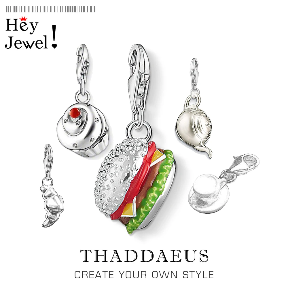 Очаровательные Подвески гамбургеры из чизбора подвески чистого серебра фаст фуд