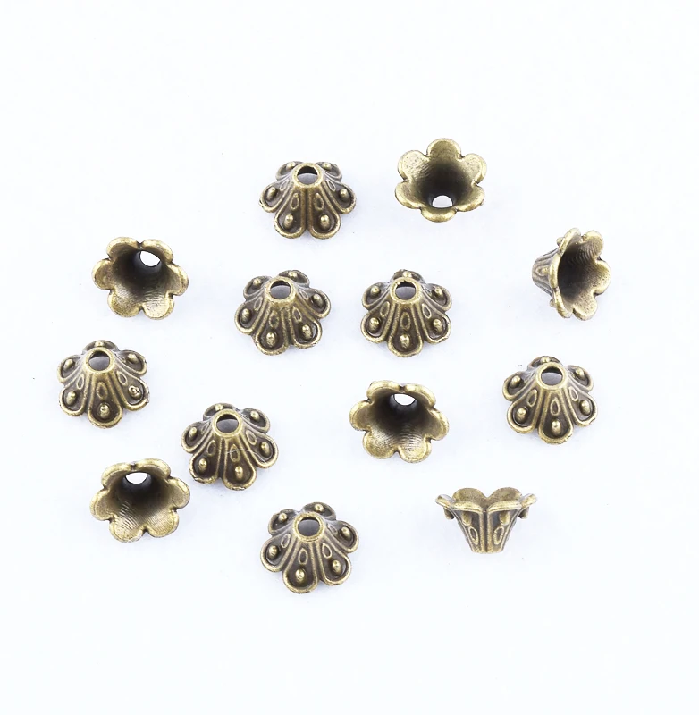 50 шт тибетские серебряные/Золотые/бронзовые цветы бисерные колпачки ювелирные