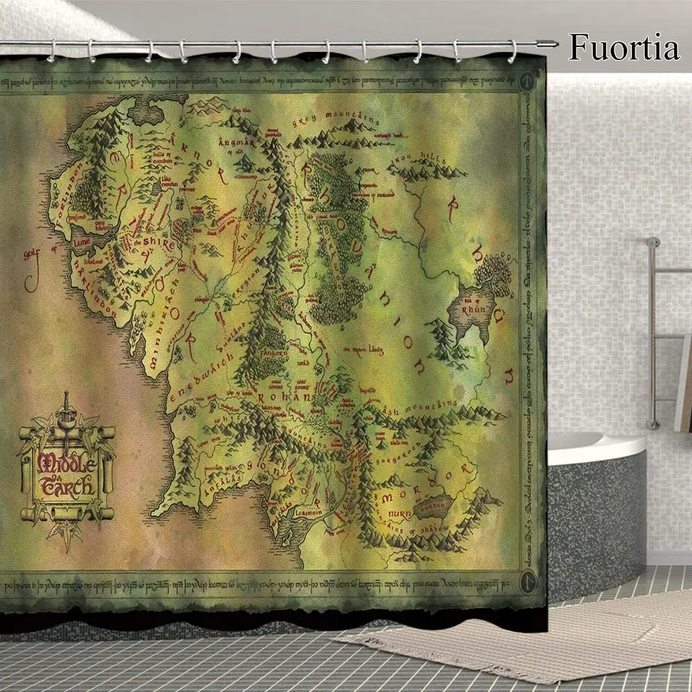 Занавеска для душа с картой ближней земли от Ho Me Lili фантастические винтажные