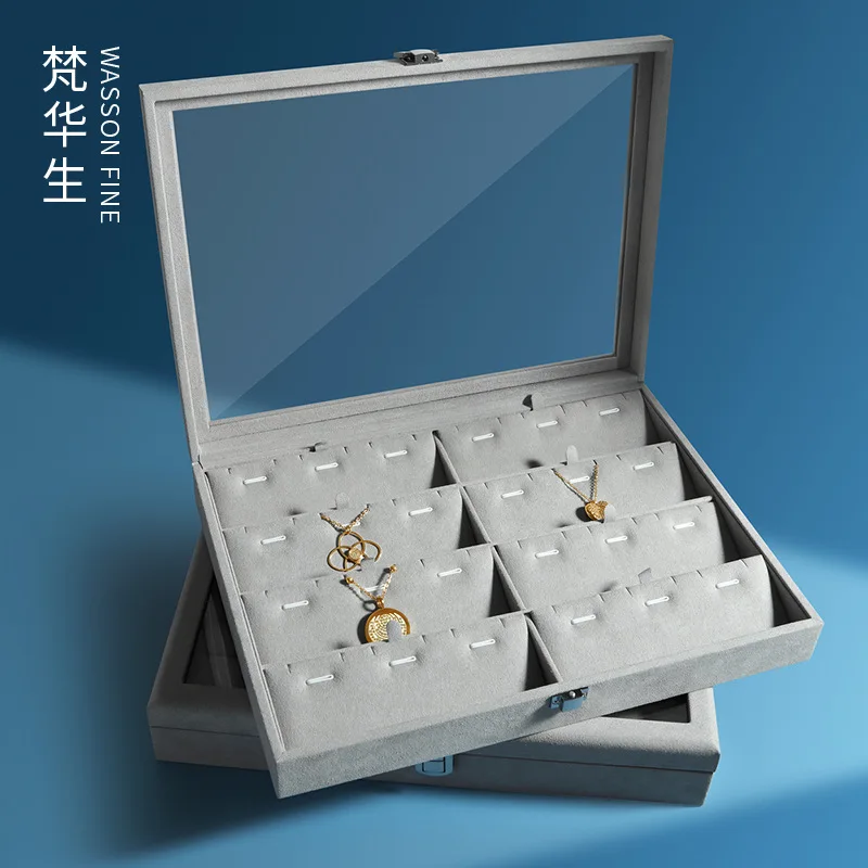 Acrylic storage tray microfiber with lid jewelry storage box ring necklace bracelet large-capacity jewelry box store-use tray