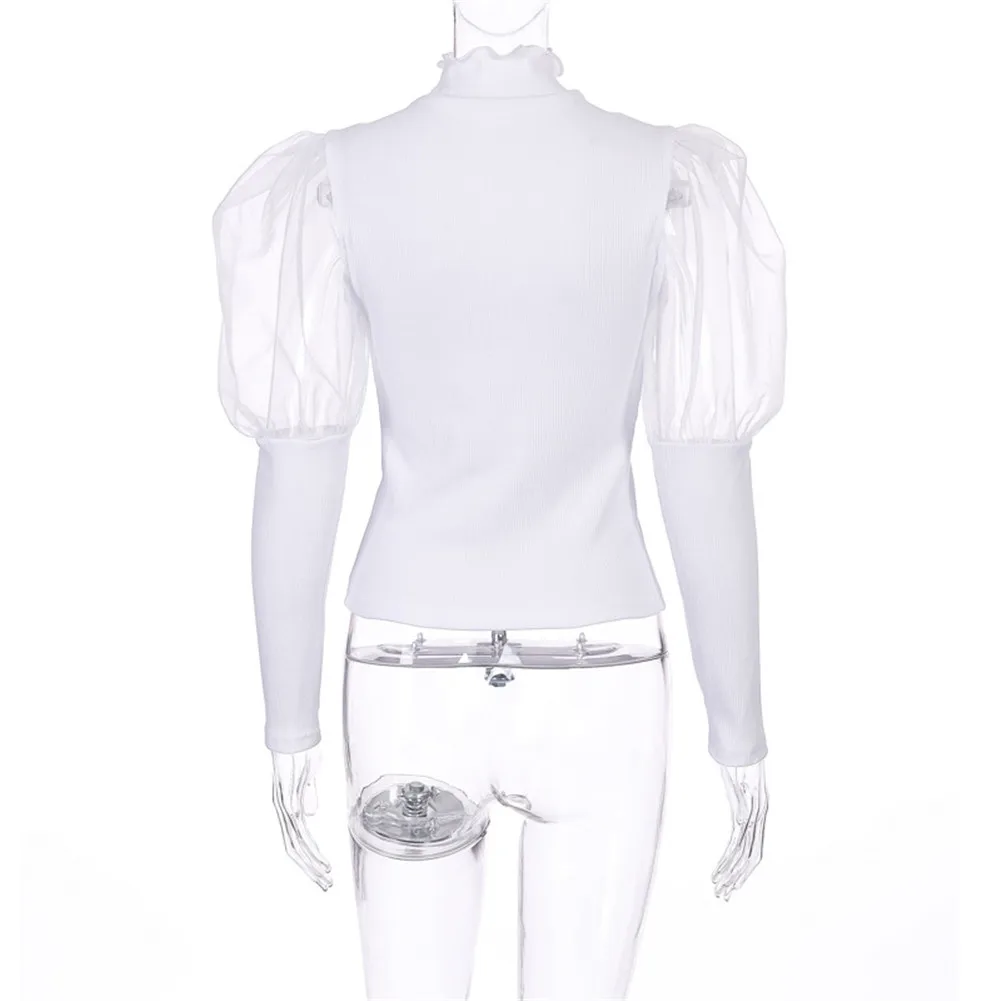 Meihuida осень для женщин офиса девушек элегантные с оборками в рубчик сетка