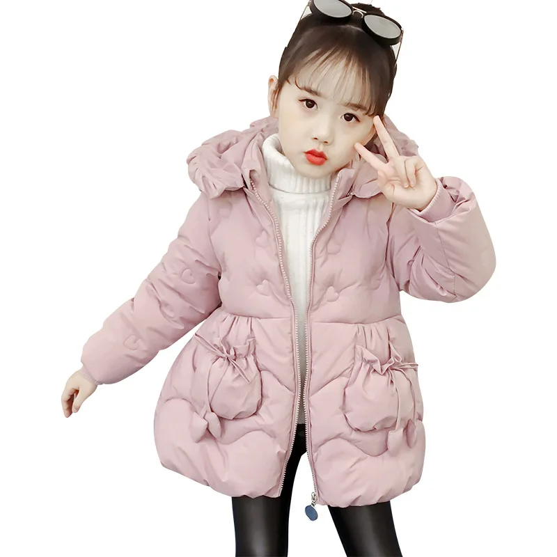 

New Fashion 2019 Kids Winter Coats Baby Big Girls Red Pink Hooded Zipper Warm Padded Clothing Children Cotton Jackets Girl Tops
