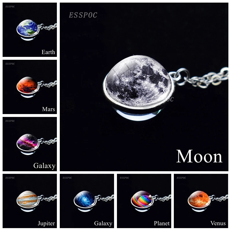 Ожерелье с Луной Солнечной системой ювелирные изделия луна земля Марс галактика