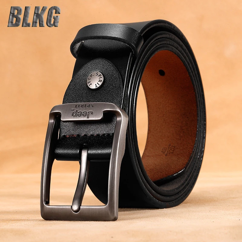 Genuine Leather Belt Men Cowskin Split Leather Designer Waist Belt Business Casual Pin Buckle Luxury Brand Belt For Men 110-130