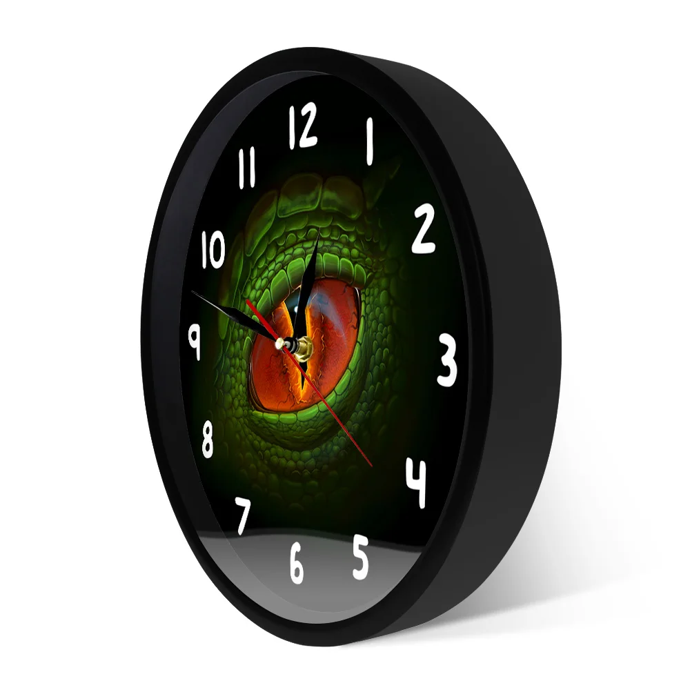 Настенные часы в готическом стиле зеленые наручные с изображением дракона и