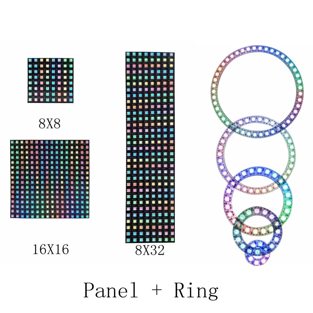 

Светодиодная цифровая панель WS2812B, 5 в постоянного тока, гибкий экран 8X8 16X16 8X32 5050 RGB WS2812, светодиодные пиксели, индивидуальное адресное кольцо