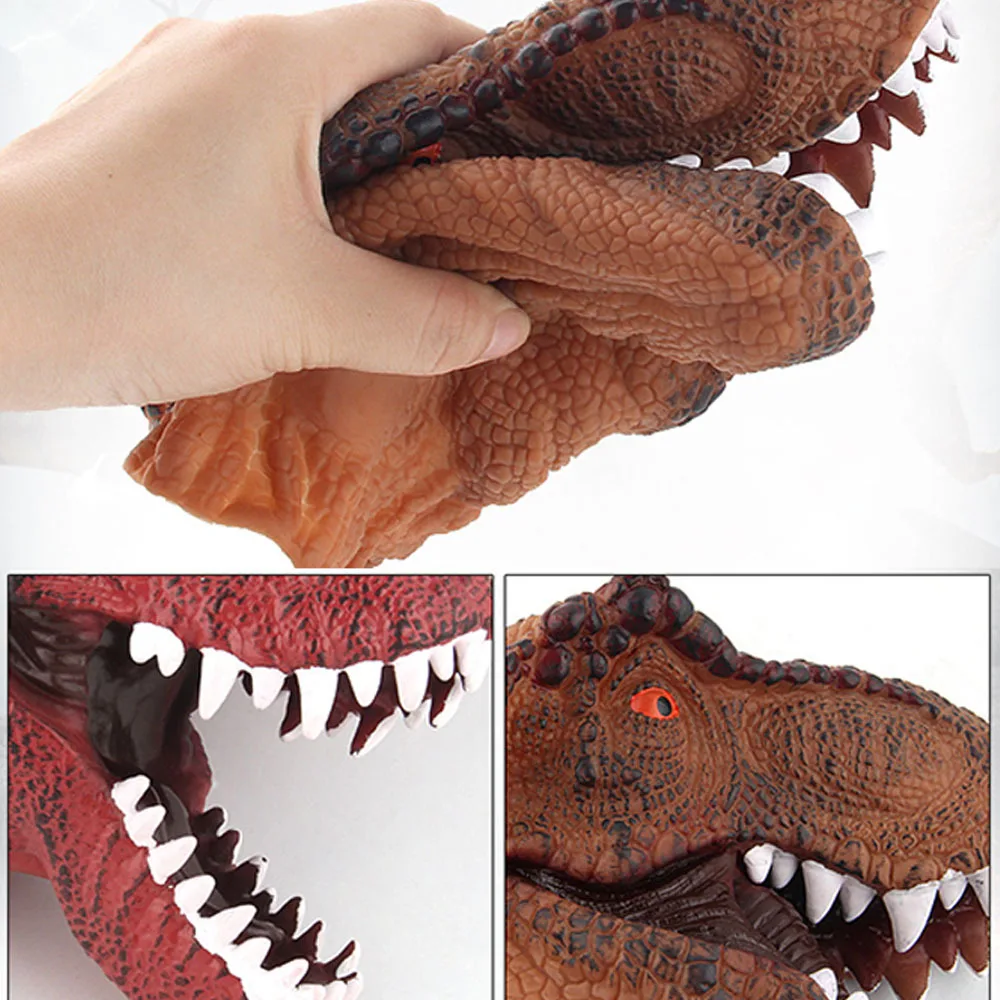 Дикие животные голова ручной кукольный крокодил Юрского Периода Динозавры T-Rex мягкие виниловые перчатки из ПВХ фигурка модель игрушки Дети Рождественский подарок