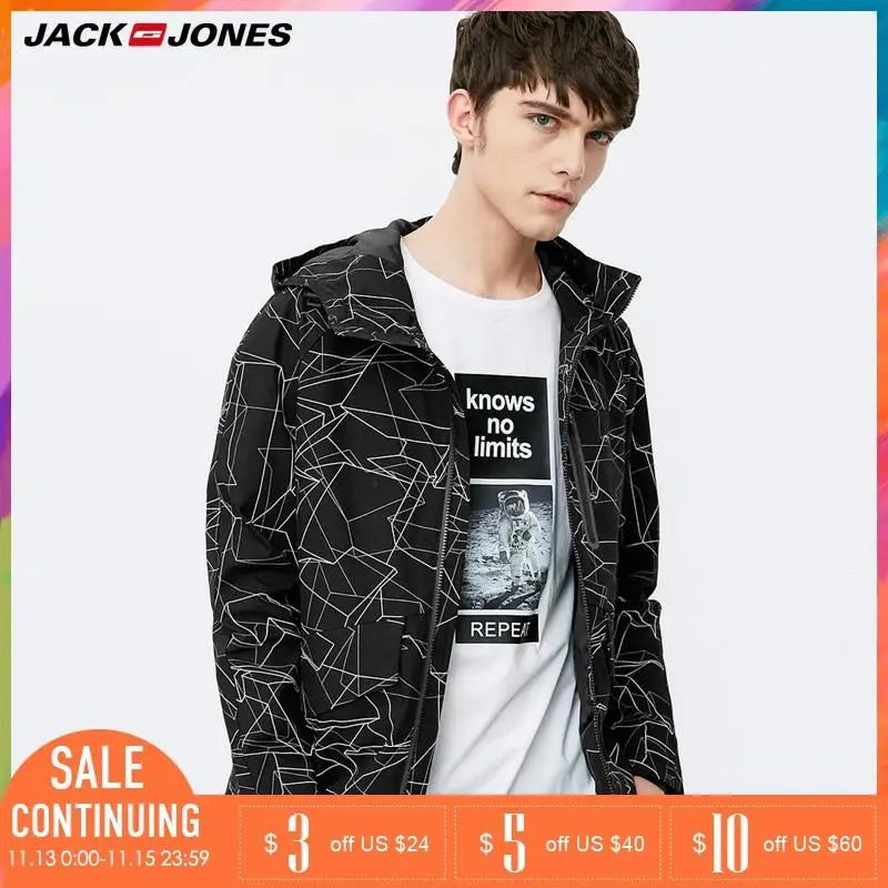 Jack Jones men hooded coat jacket windproof | 218121517 Мужская одежда