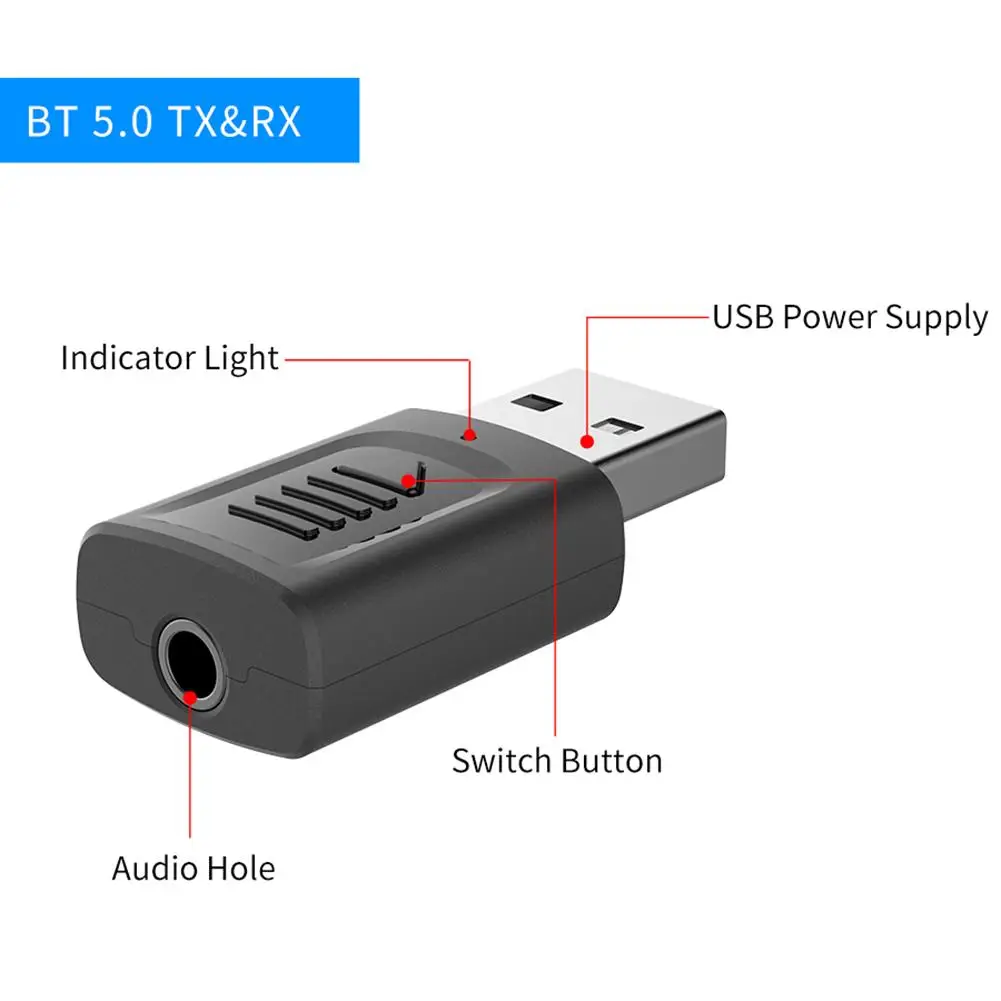 USB 4-в-1 Bluetooth 5 0 Беспроводной аудио передатчик приемник для ПК ТВ наушники дома