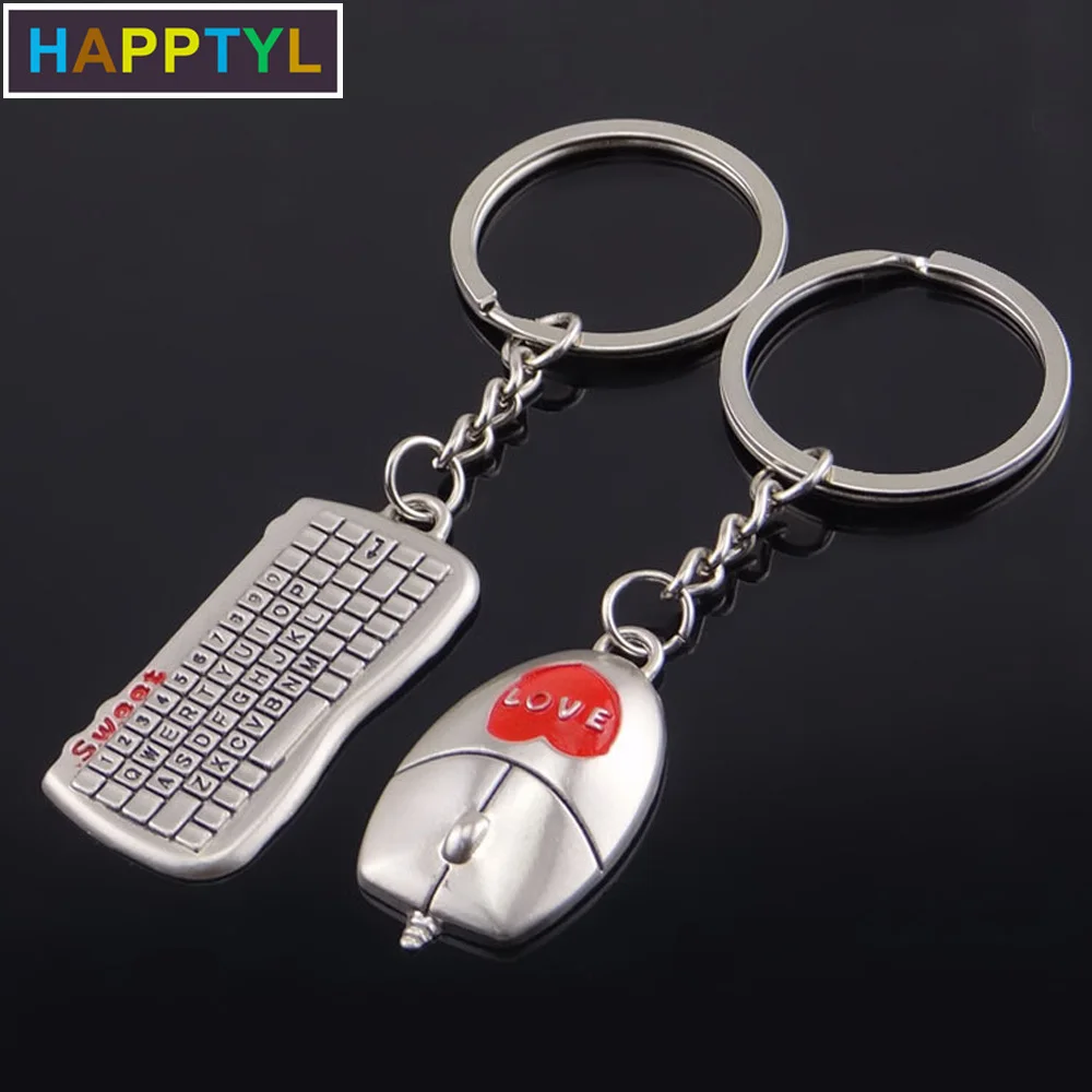 HAPPTYL 1 пара модных свадебных украшений клавиатура мышь металлический брелок для