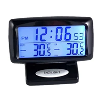 electronic clock thermometer adjustable angle type car dual thermometer 2 in 1 luminous digital display thermometer for vehicles