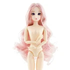 Новые длинные парики, 30 см, 20 подвижных шарнирных кукол, игрушки, 3D глаза для женщин, голая Обнаженная кукла, голова с телом, Модная кукла, игрушка для девочек