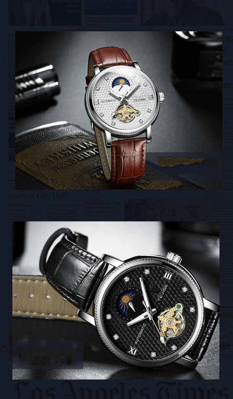 Tevise, роскошный бренд Tourbillon автоматические механические часы водонепроницаемые часы мужские спортивные мужские часы с ветром Relogio Masculino