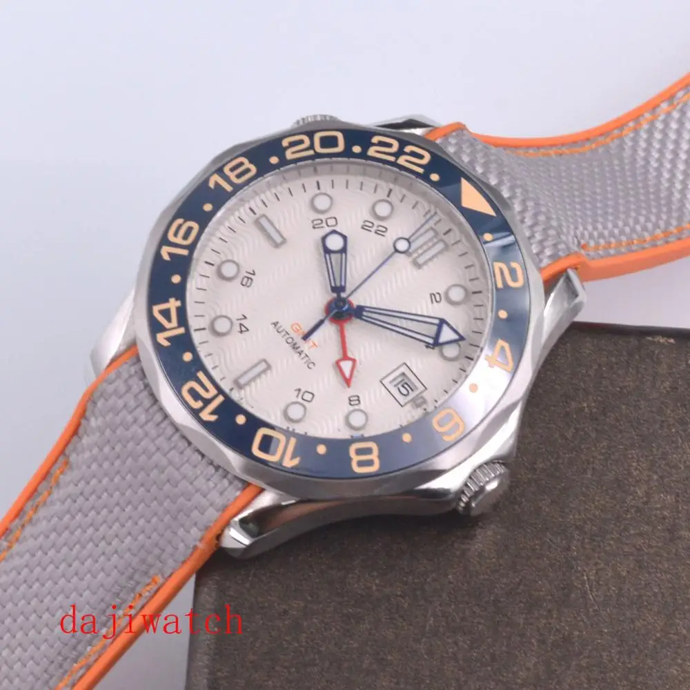 BLIGER Новинка 41 мм синий стерильный циферблат GMT ручные светящиеся следы