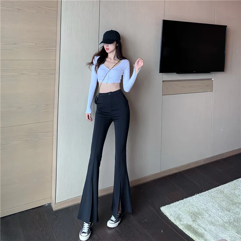 Черные женские летние брюки новинка 2020 повседневные облегающие с высокой талией