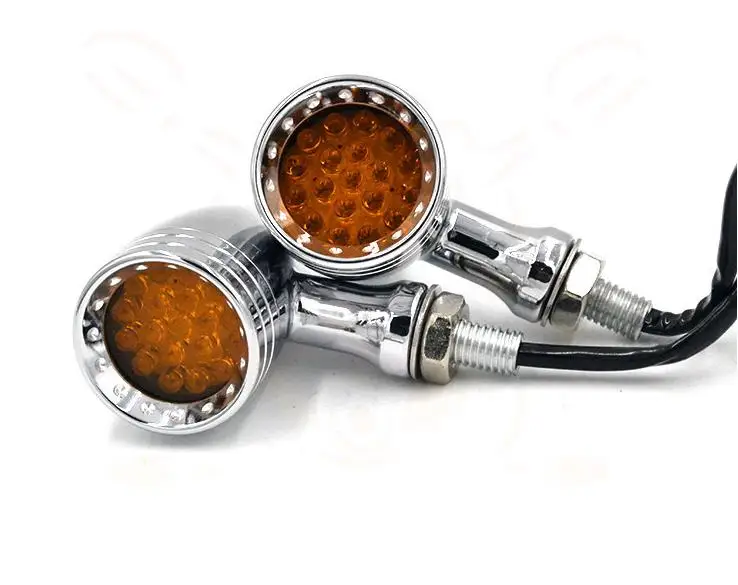 Черный/хром Мотоцикл 12В Янтарный сетчатый объектив светодиодный стоп-сигнал