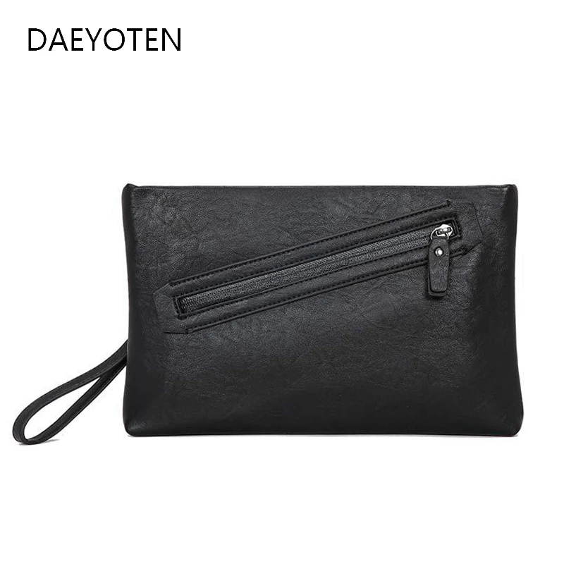 

DAEYOTEN Business Men Clutch Bag Soft Leather Messenger Bag Casual Handbags Zipper Phone Pouch Sac A Main Free Shipping ZM0965