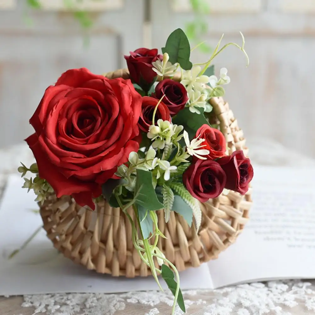 

Flower Basket Attractive Appearance Easy Carrying Durable Rattan Flower Basket for Wedding
