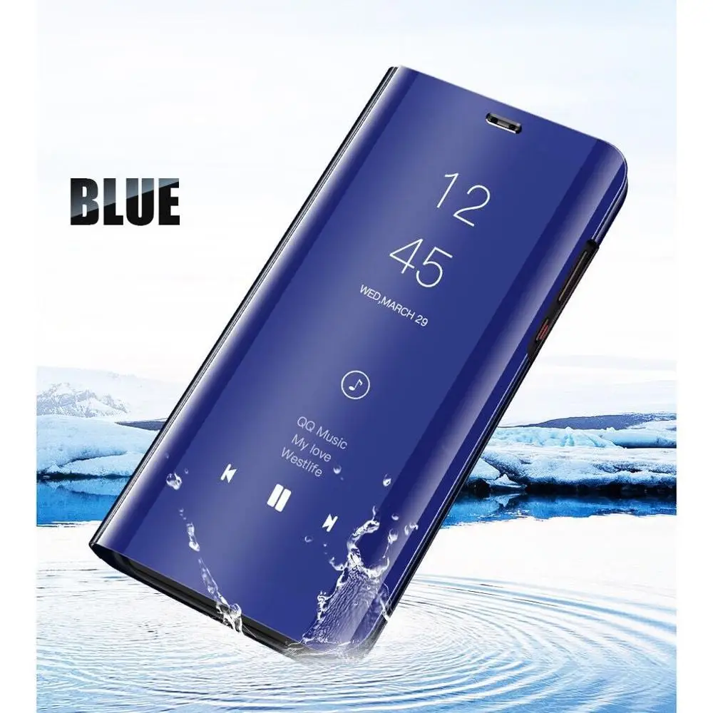 blue Зеркальный умный чехол для Xiaomi Mi Max 3 CC9E, прозрачный чехол из искусственной кожи с откидной крышкой для Xiaomi Mi A3 LITE CC9 Max 3, чехол - Цвет: blue