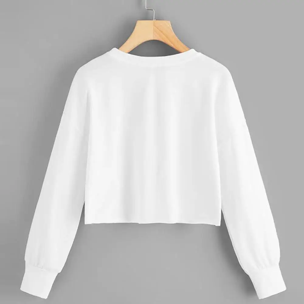 Женская модная повседневная пушистая блуза с длинным рукавом и круглым вырезом