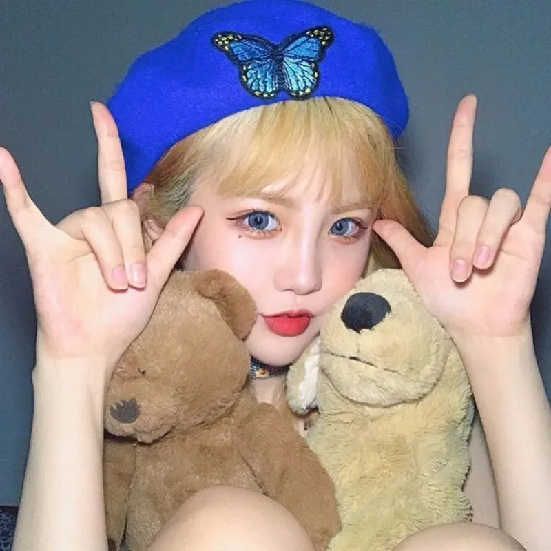 NiceMix панк сладкий береты с вышивкой шапки для женщин на каждый день принтом в