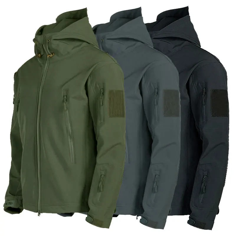 

Four seasons men tactical shark skin soft shell jacket military windproof and waterproof military fan combat jacket hooded coat