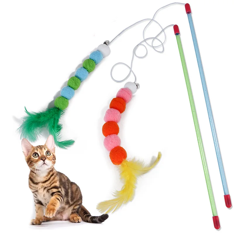 

Cat Toy Interactive Toy Soft Feather And Bell Beading Cat Accessories Funny Cats Stick Cat Toy Cultivate Emotional